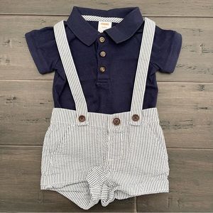Gymboree baby polo shirt and shorts suspender set